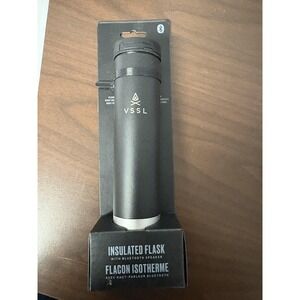 VSSL Insulated Flask With Bluetooth Speaker Black Stainless Steel Bottle Outdoor